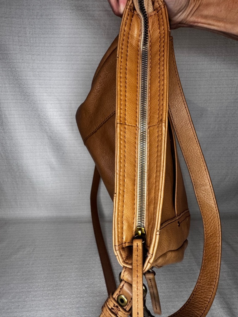 Vintage American Leather Co Crossbody Bag Brown Leather Purse Adjustable Strap - Picture 10 of 12